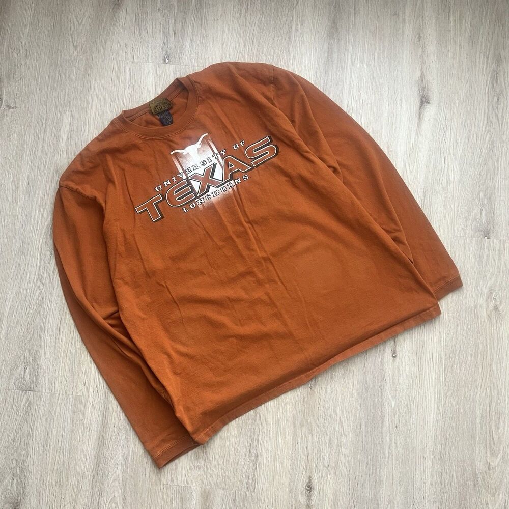 Vintage Texas Longhorns Spell Out T-Shirt Large Long Sleeve Burnt Orange NCAA - Picture 2 of 6